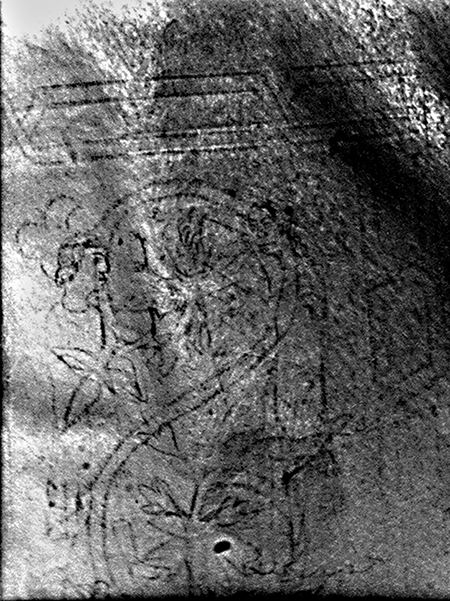 Catalan Micrography Maḥzor, Unexecuted drawing accessed using infrared photography, fol. 9v.